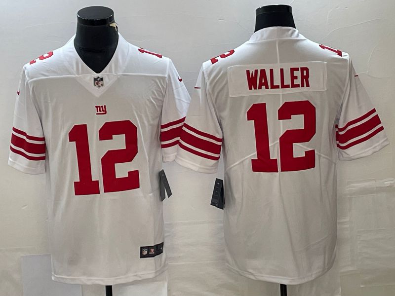 Men New York Giants 12 Waller Whitte Nike Vapor Limited NFL Jersey style 1